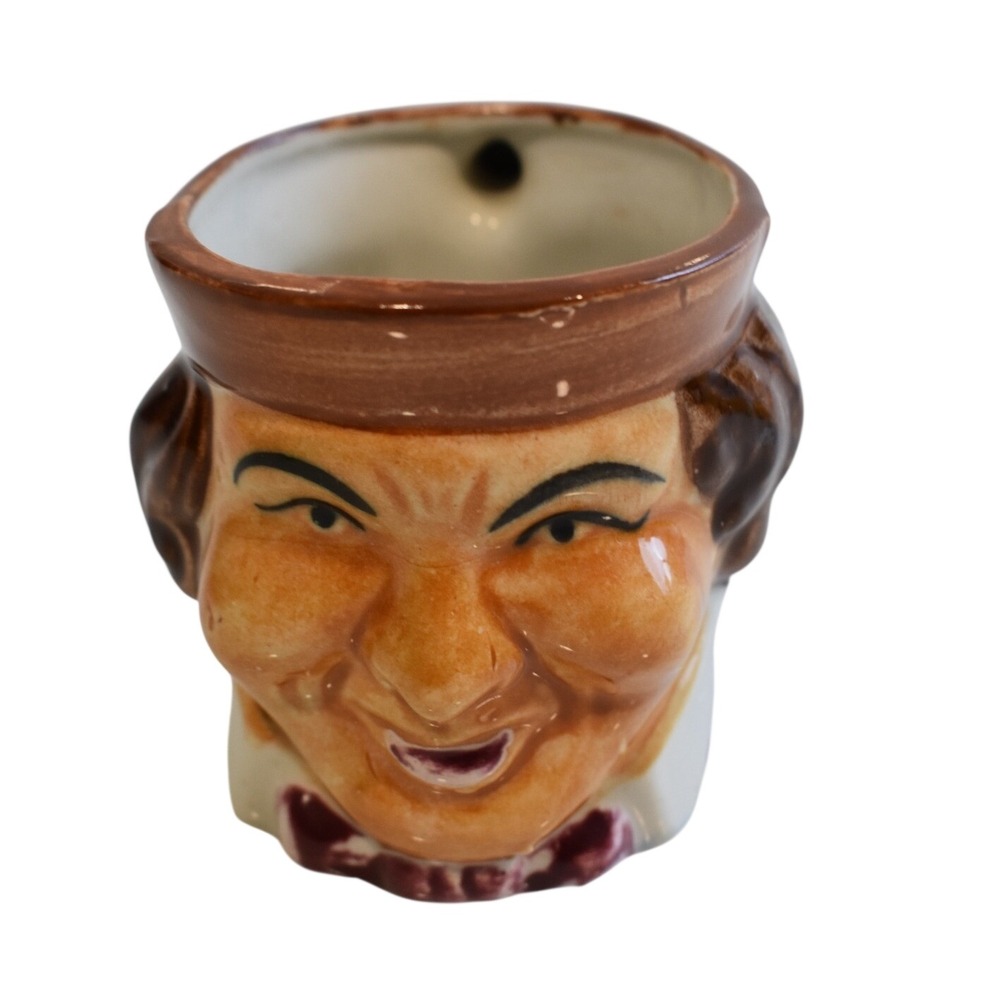 Vintage Toby Jug Character Mug Mini Creamer Brown Blue Ceramic Good